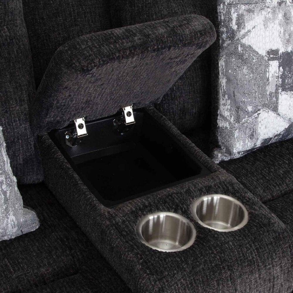Moore Furniture Heston Manual Reclining Console Loveseat with Storage in Frenzy Graphite, , large