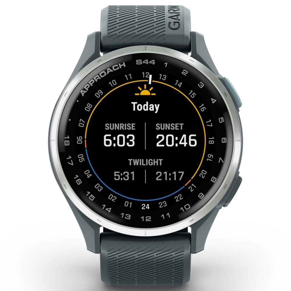 Garmin Approach S44 43mm Golf Smartwatch Silver Aluminum Bezel Case with Twilight Silicone Band, , large