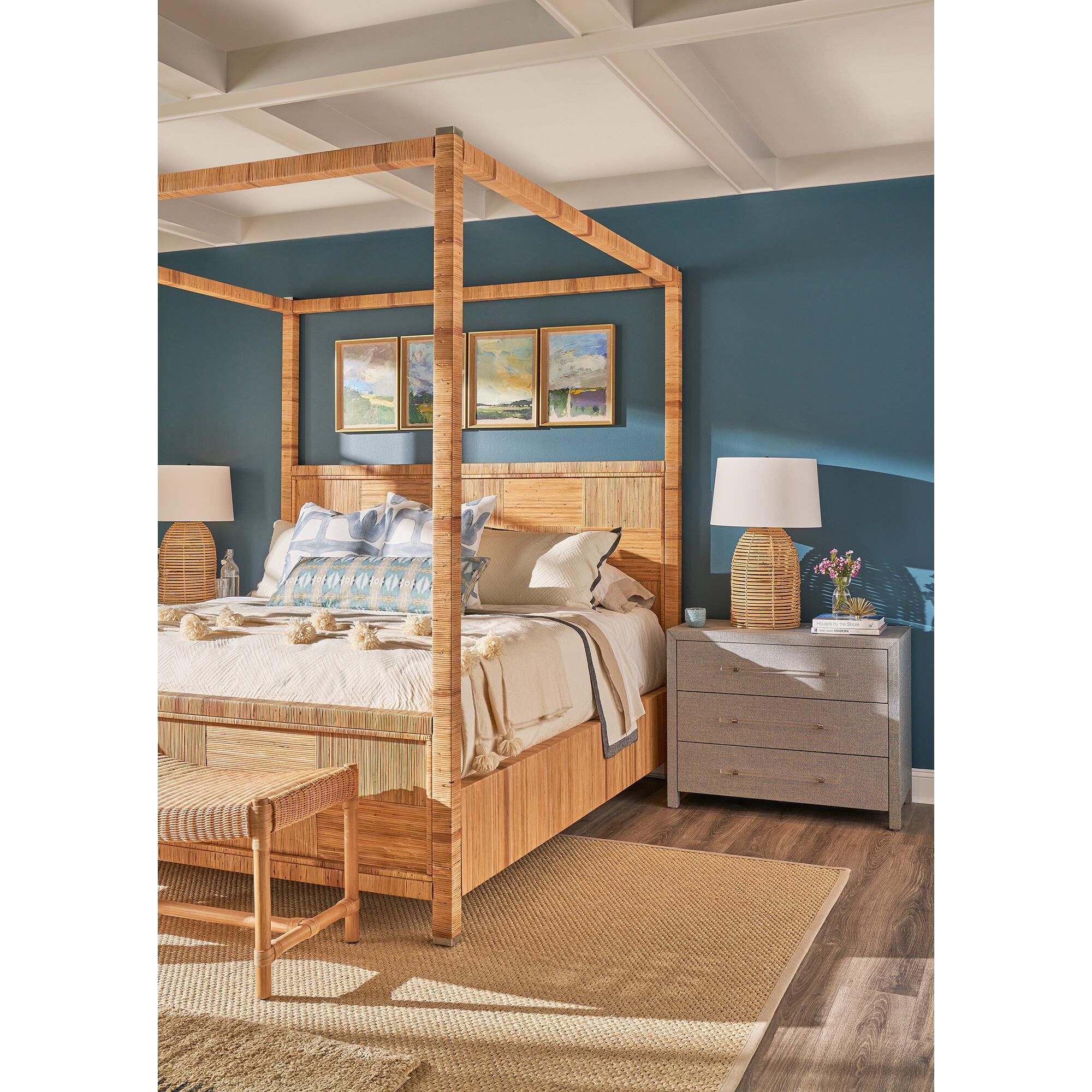 新品セット / NAMELESS（NAZARE） Universal Furniture Weekender Chatham King Canopy Bed in Natural