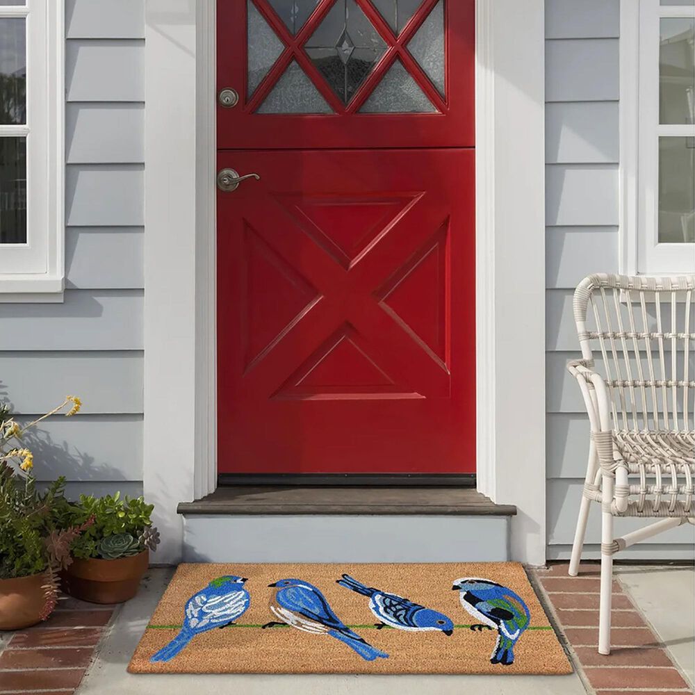 Trans-Ocean Import Natura Blue Birds 2&#39; x 3&#39; Natural and Blue Door Mat, , large