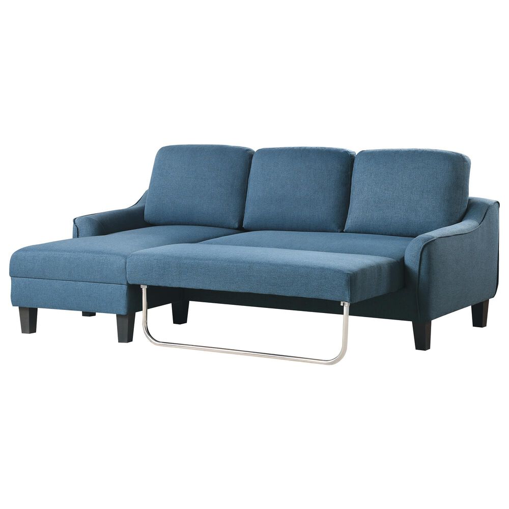 OSP Home Lester 1-Piece Stationary Sleeper Sofa Chaise in Blue, , large