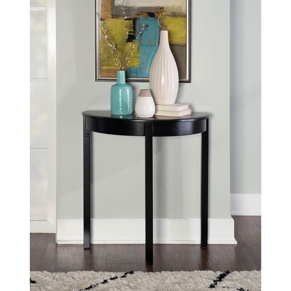 Linon Home Decor Camden Demi Lune Console Table in Black Cherry and Espresso, , large