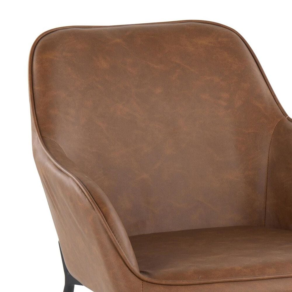 LumiSource Daniella Arm Chair with Camel Faux Leather Cushion in Black (Set of 2), , large