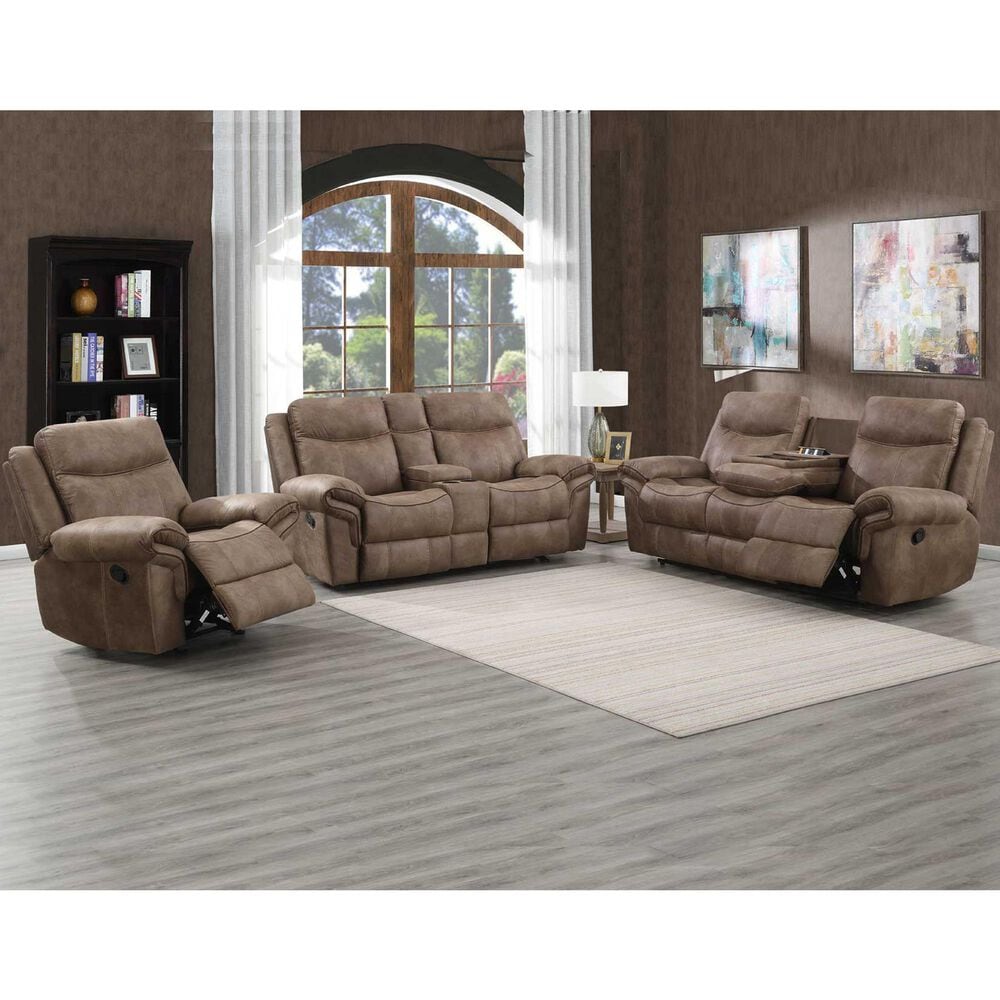 Steve Silver Nashville Manual Glider Recliner Console Loveseat in Cocoa, , large
