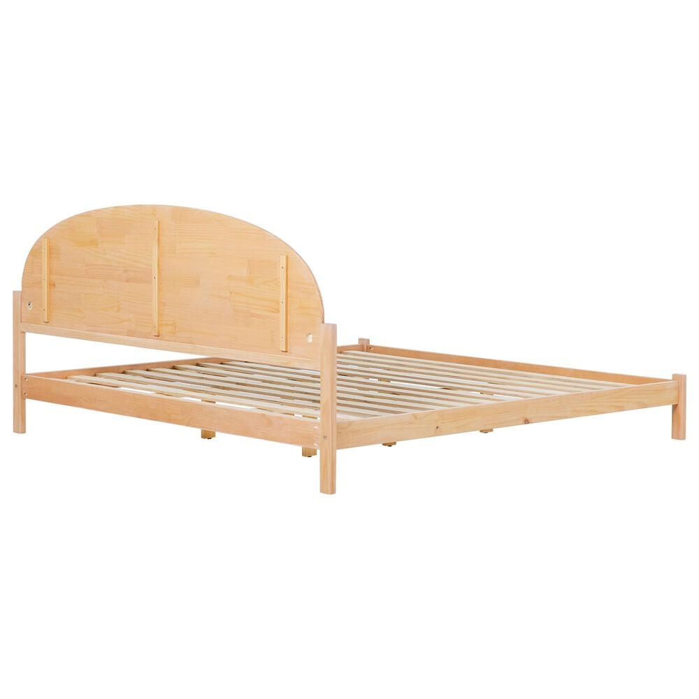 Walker Edison Elias King Platform Bed with Curved Wood Headboard in Cerused White, , large