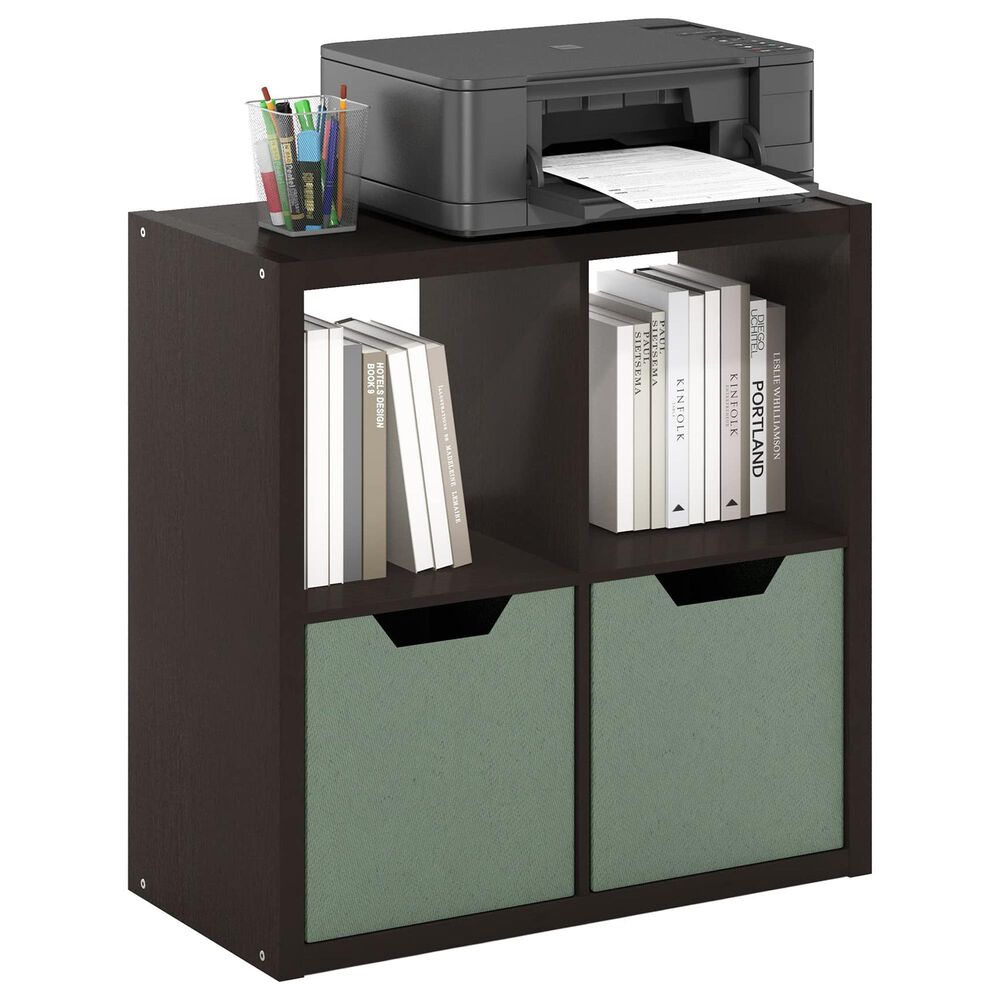 HOMLUX 4-Cube Reversible Open Back Bookshelf in Dark Oak, , large