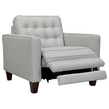 Armen Living Wesley Power Reclining Accent Chair in Dove Gray and Brown, , large