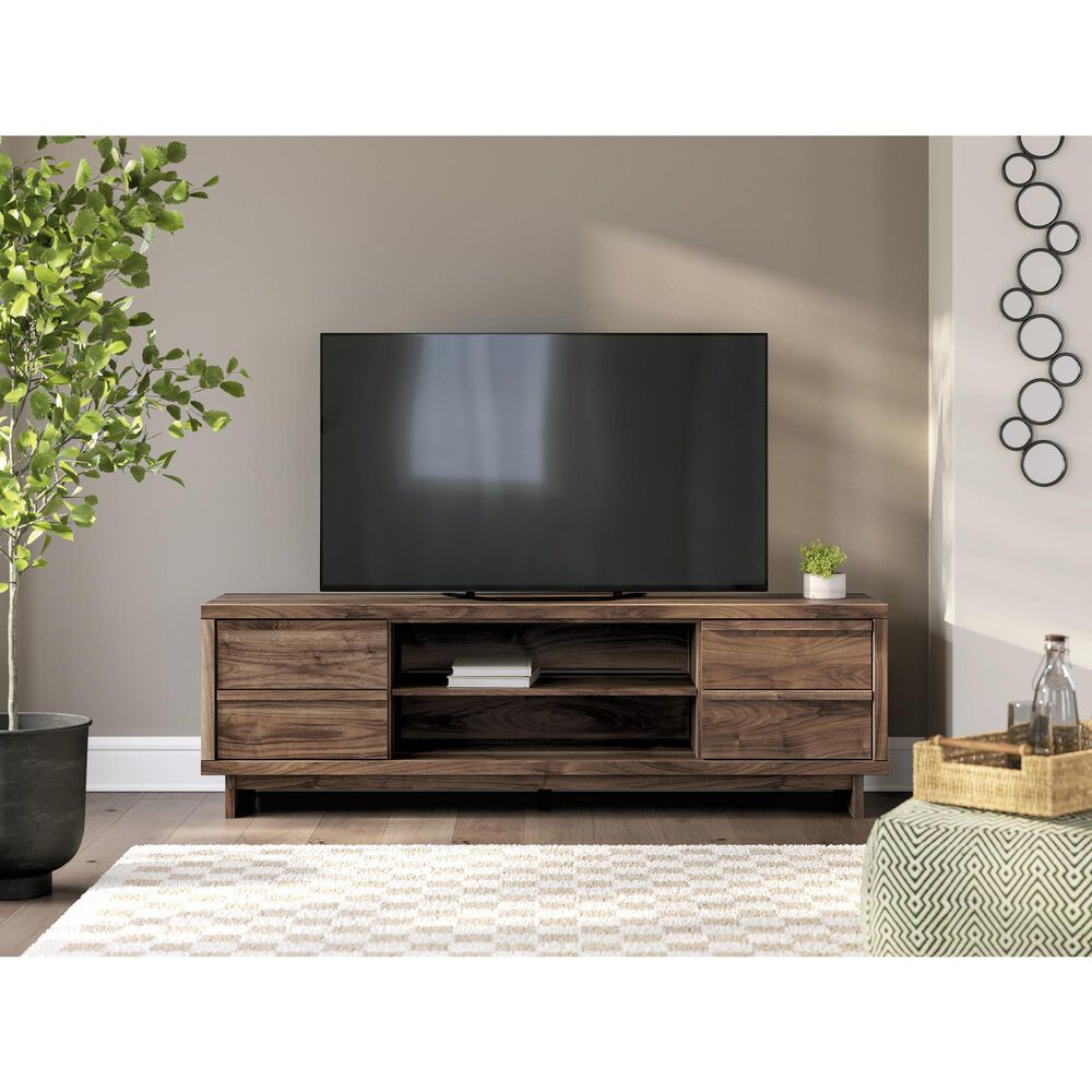 Ashley Zadilyn 72" XL TV Stand in Warm Natural Brown, , large