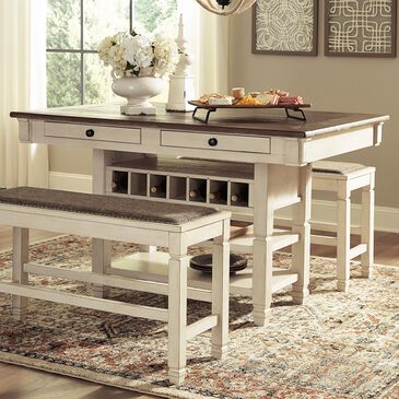 Signature Design by Ashley Bolanburg Counter Table in Antique White and Weathered Oak - Table Only, , large