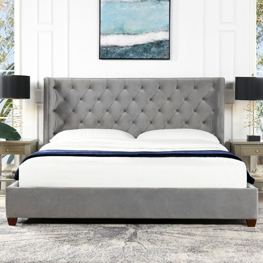 Jennifer Taylor Home Manhattan King Platform Bed in Opal Grey, , large