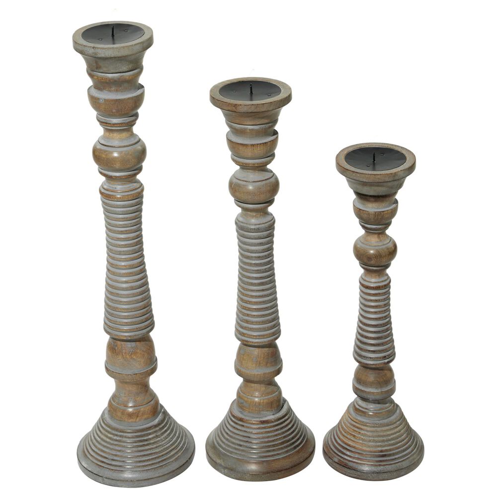 Maple and Jade Assorted Candle Holders in Light Grey (Set of 3), , large