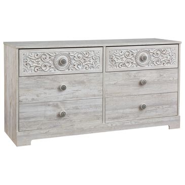 Ashley Paxberry 53" 6-Drawer Dresser in Whitewash, , large