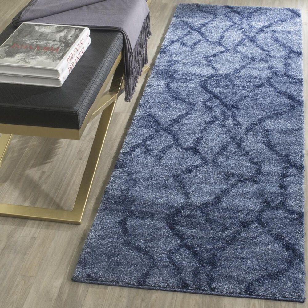 Safavieh Retro RET2144-6570 2&#39;3&quot; x 11&#39; Blue and Dark Blue Runner, , large