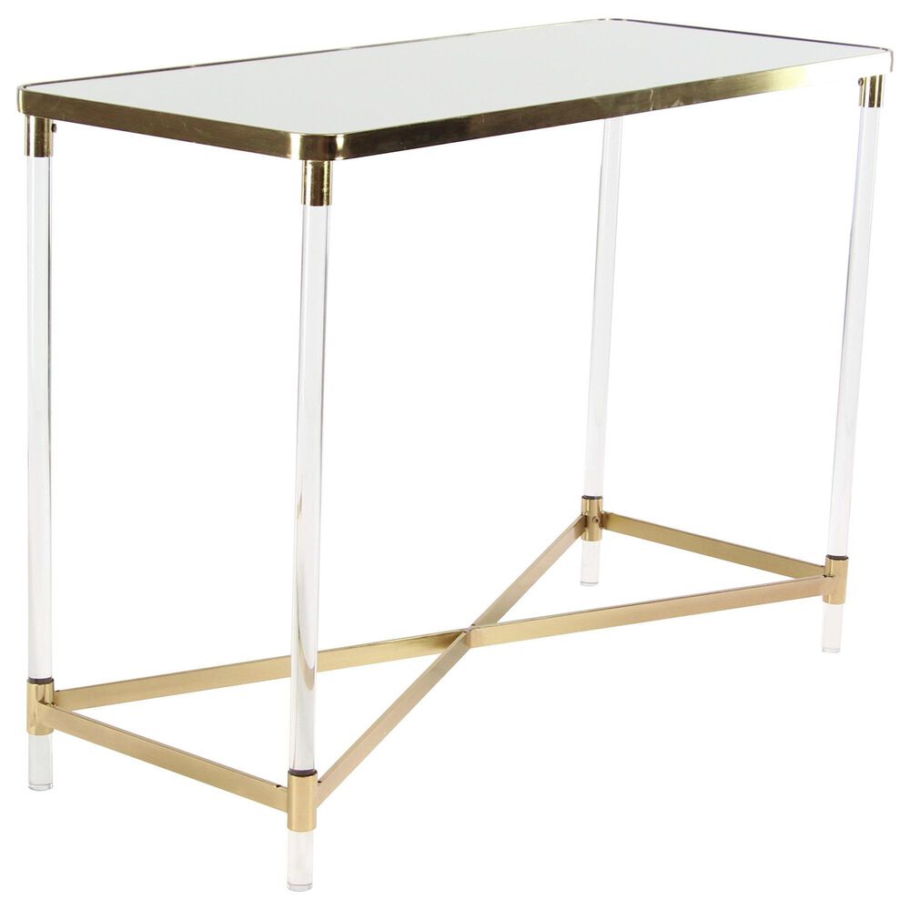 Maple and Jade 32" Rectangular Console Table with Mirrored Top in Gold, , large