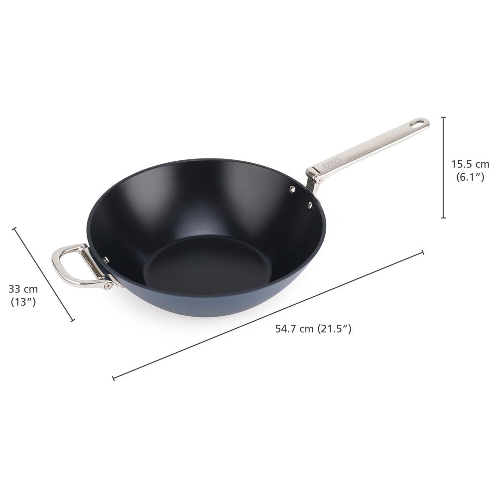 Joseph Joseph Space 12.5" Non-Stick Wok with Folding Handles and Lid in Midnight Blue, , large