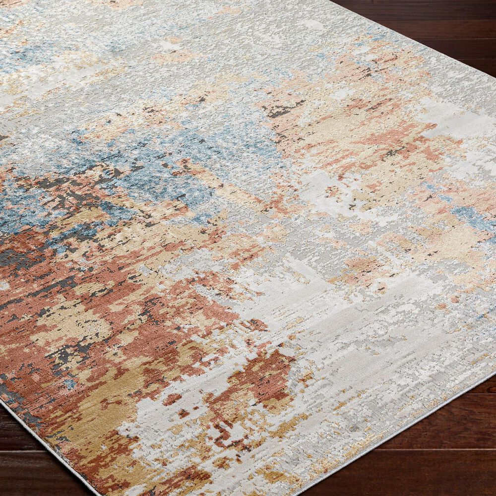 Surya Alpine 5&#39;3&quot; x 7&#39;3&quot; Peach, Blue, Light Gray, Off-White, Charcoal, Medium Gray and Rust Area Rug, , large