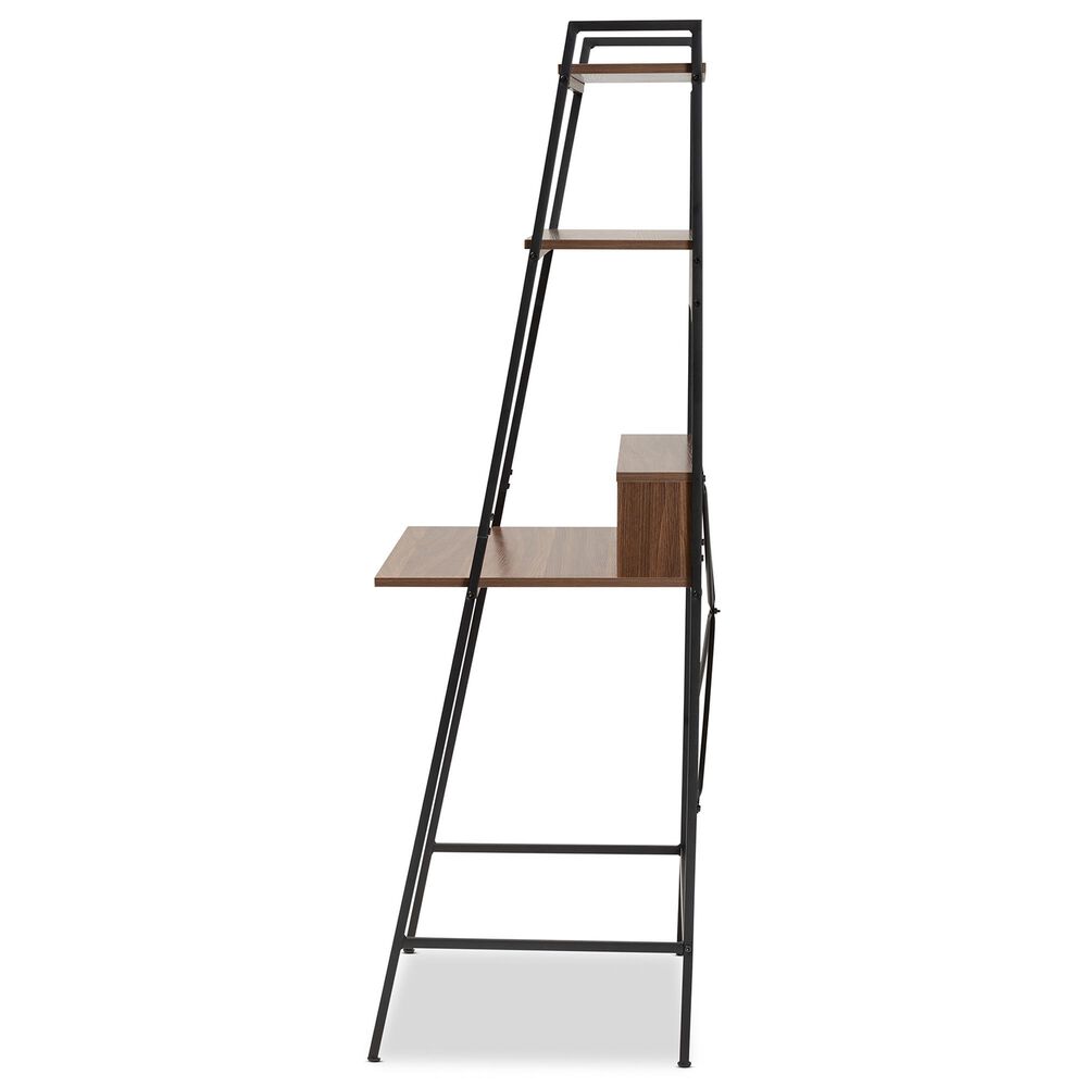 Baxton Studio Palmira Desk with Shelves in Walnut Brown and Black, , large