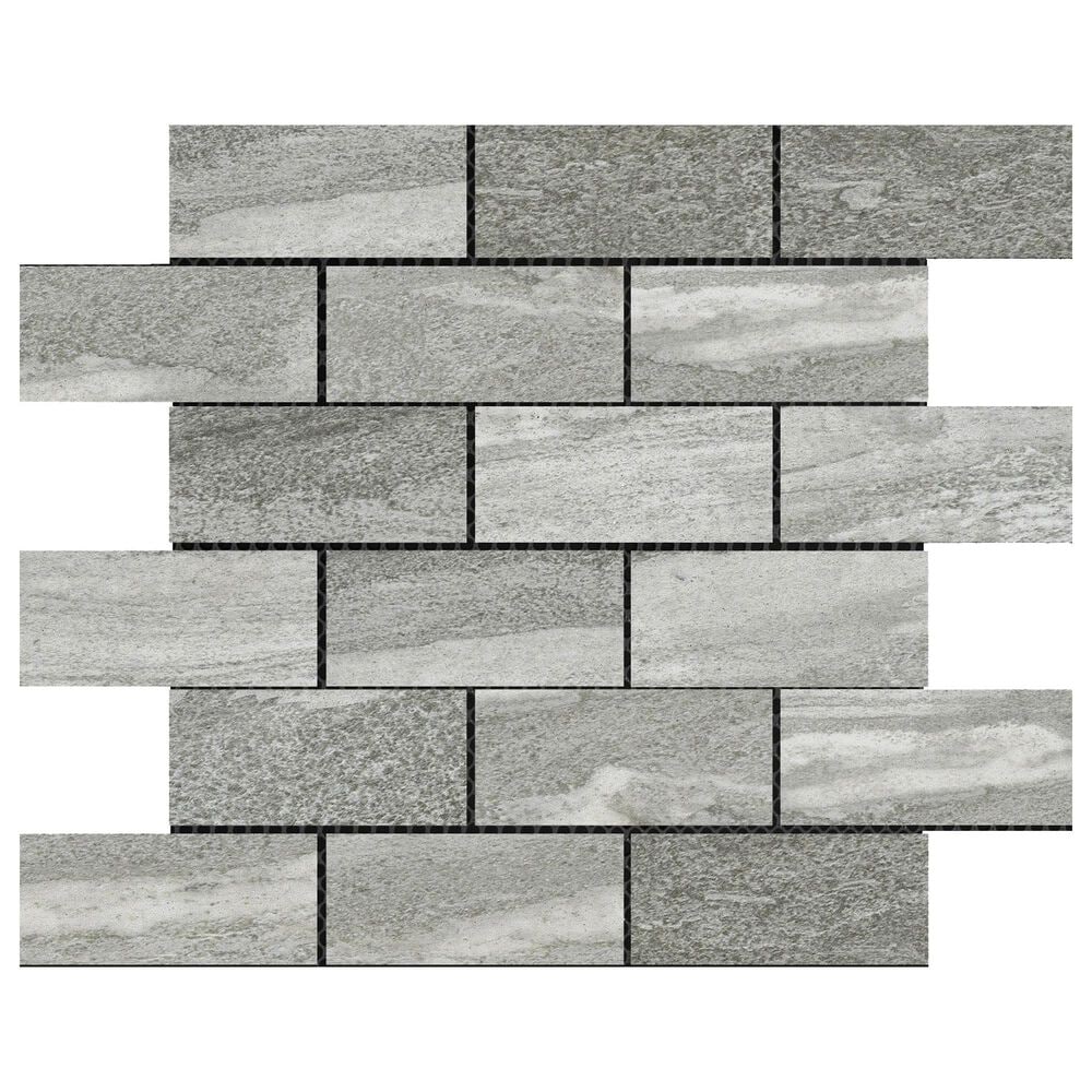 Emser Mood Charcoal 2" x 4" Rectangle on 12" x 12" Porcelain Mosaic Sheet, , large