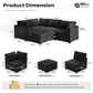 Noviland HOMLUX 5-Piece Mod Sectional with Chaise in Black, , large