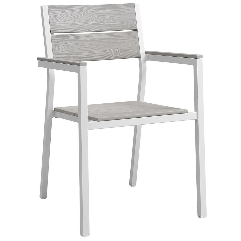 Modway Maine 3-Piece Outdoor Patio Bistro Set in White and Light Gray, , large