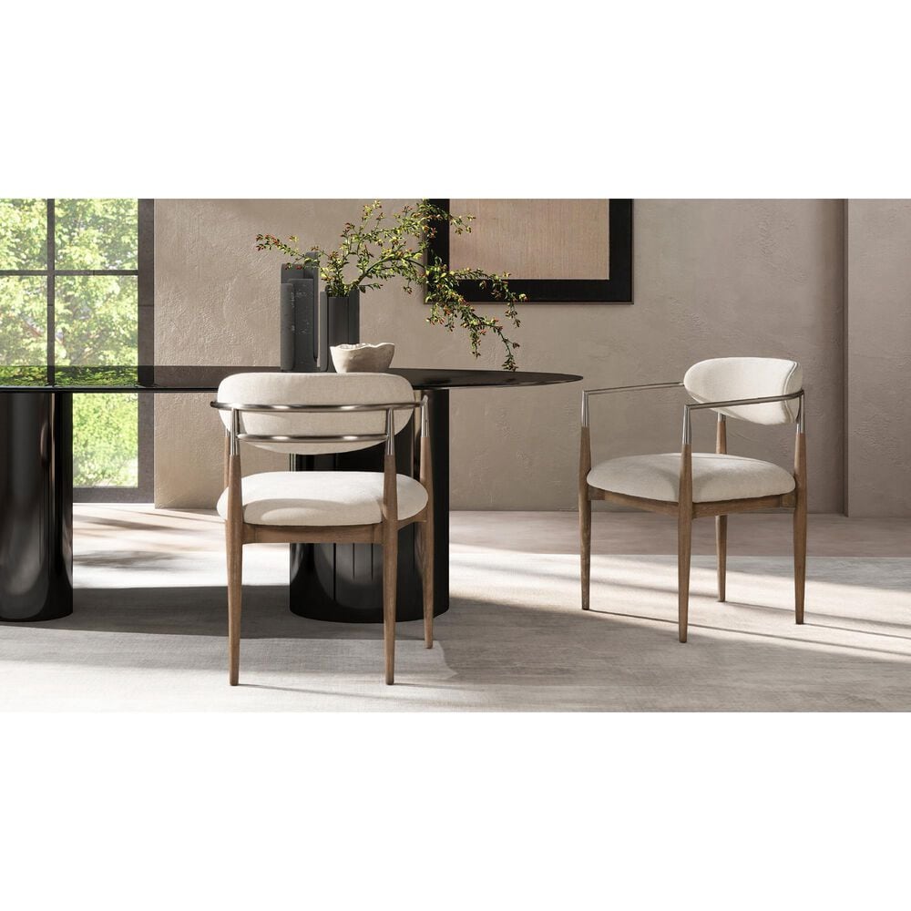 Jennifer Taylor Home Artemis Arm Chair with Warm White Cushion in Natural and Brushed Nickel, , large