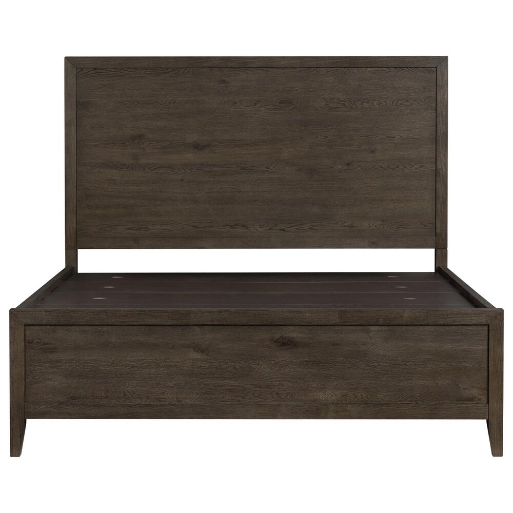 Hawthorne Furniture Norwich Queen Platform Panel Bed with LED Lighting in Dark Rustic Oak, , large