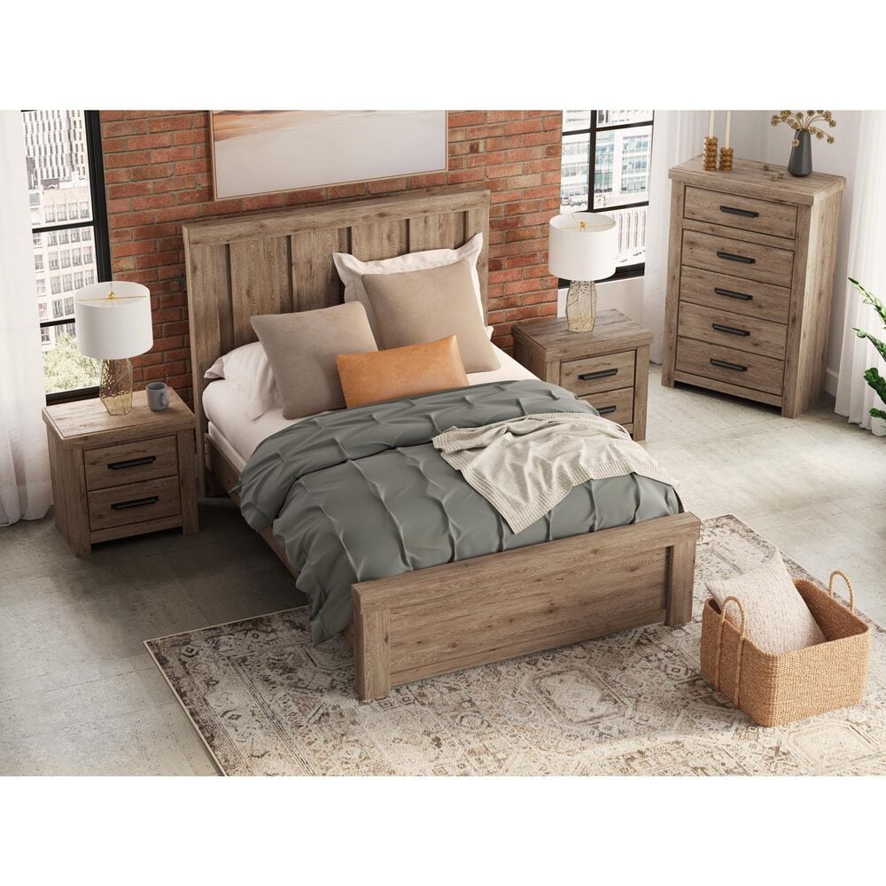 Ashley Oliandon 2 Drawer Nightstand in Light Brown with Charging Capabilities, , large