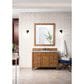 James Martin Vanities Brittany 48" Single Bathroom Vanity in Saddle Brown with 3 cm Carrara White Marble Top and Rectangle Sink, , large