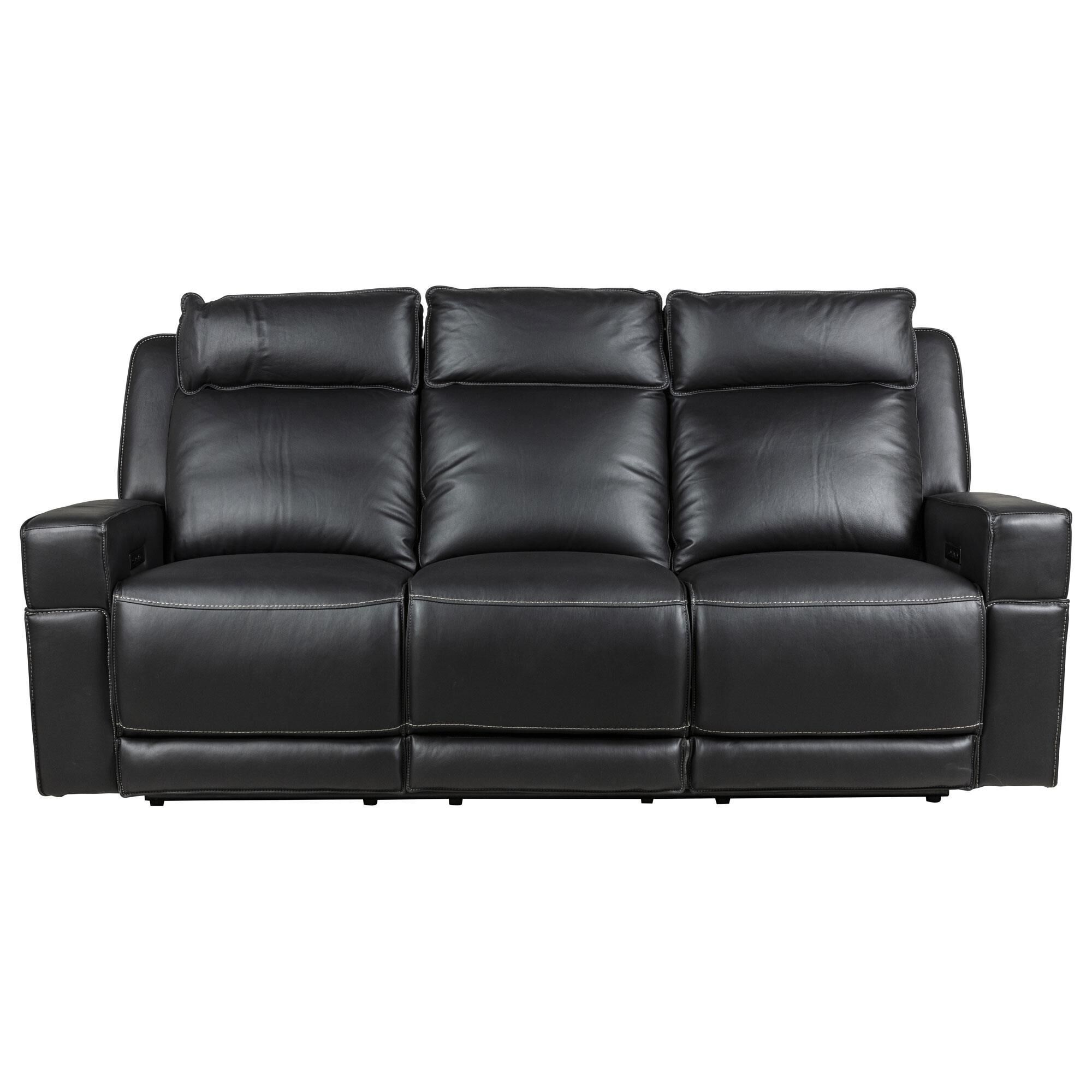 Italiano Furniture Valley Power Reclining Sofa in Black