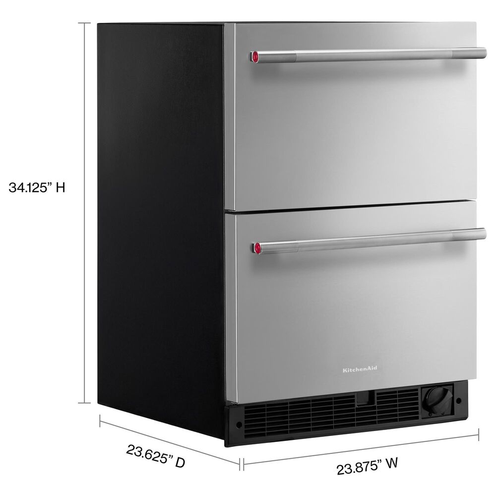 KitchenAid 4.2 Cu. Ft. Undercounter Double-Drawer Refrigerator and Freezer in Black and Stainless Steel, , large