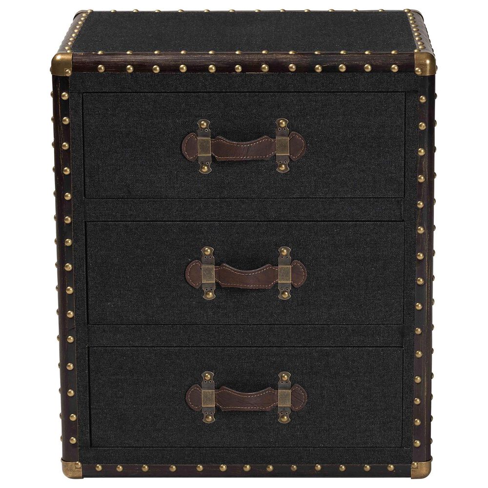 Baxton Studio Mallison 3-Drawer End Table in Black and Brown, , large