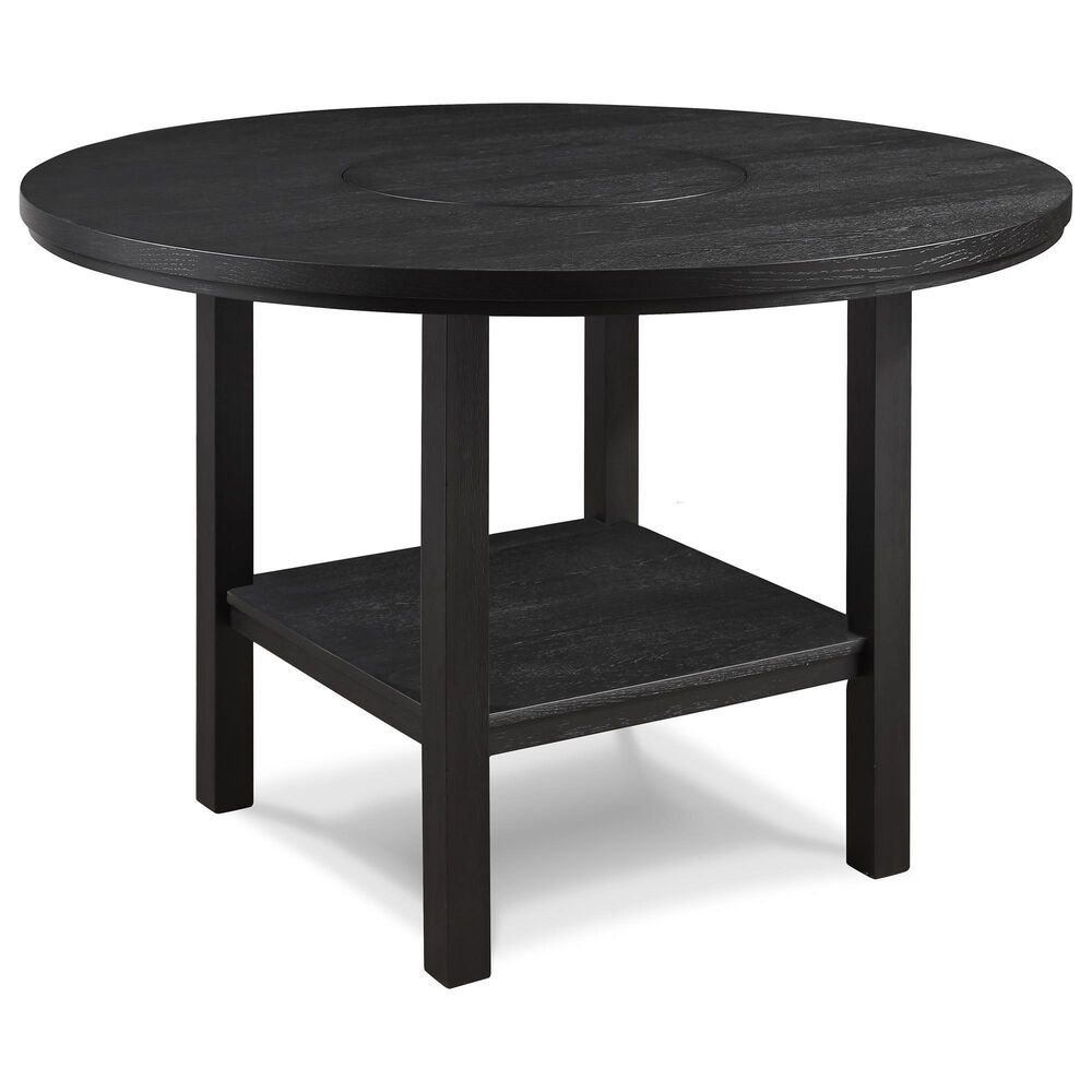 Crown Mark 5 Piece Counter Height Dining Set in Black Finish and Charcoal Upholstery, , large