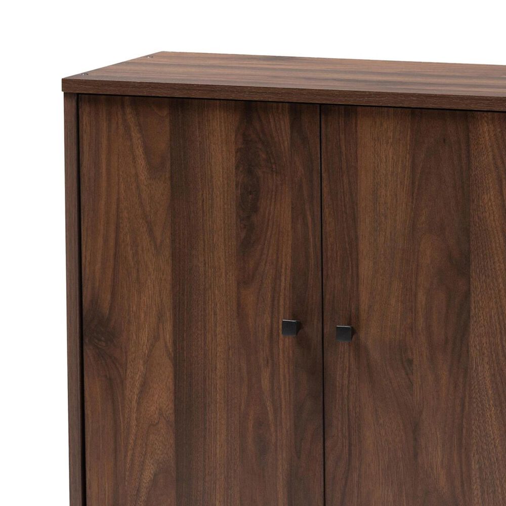 Baxton Studio Rossin 2-Door Entryway Shoe Storage Cabinet with Open Bottom Shelf in Walnut, , large