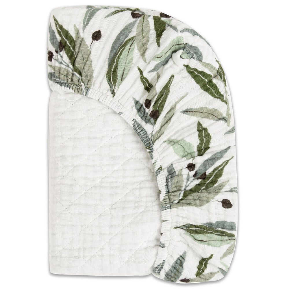 Babyletto Olive Branches Changing Pad Cover in Green and White, , large