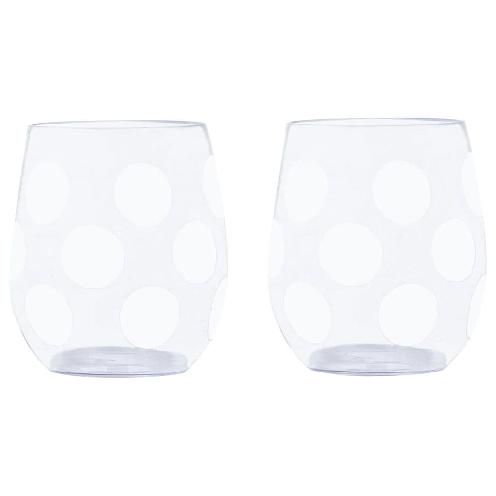 Kate Spade New York Jumbo Dot Stemless Wine in White (Set of 2), , large