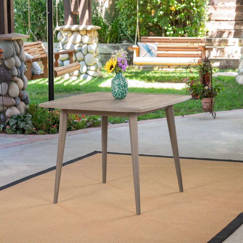 HOMLUX Outdoor Square Acacia Wood Dining Table with Straight Legs in Gray - Table Only, , large