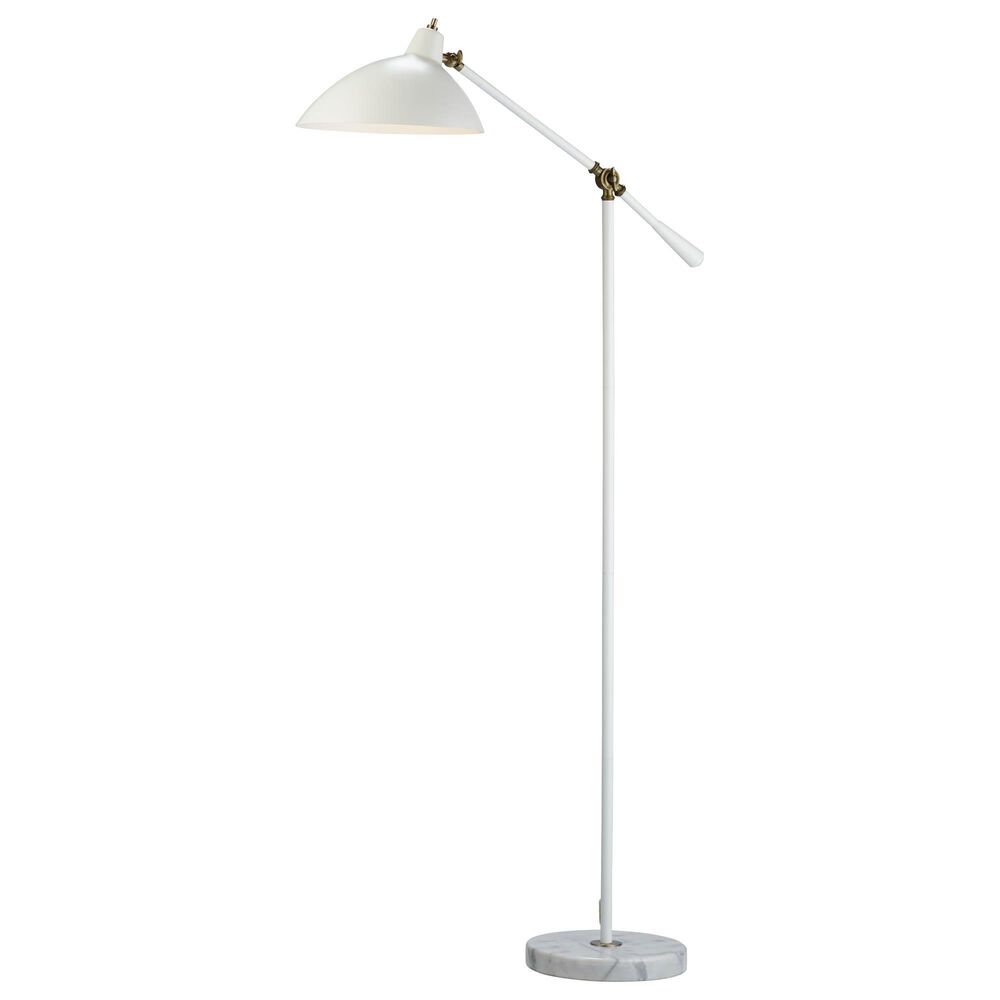 Adesso Peggy Floor Lamp in Antique Brass and White, , large