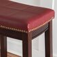 Linon Home Decor Claridge Counter Stool with Red Cushion in Dark Brown, , large