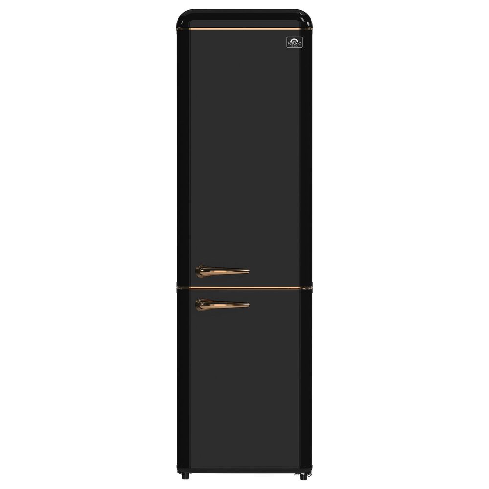 Forno Storico 9 Cu. Ft. Retro Bottom Freezer Refrigerator in Black, , large