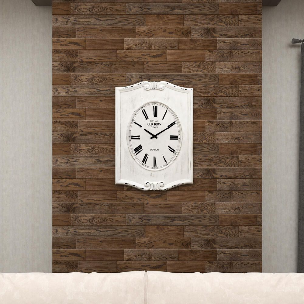Maple and Jade Farmhouse Wall Clock in Whitewashed, , large