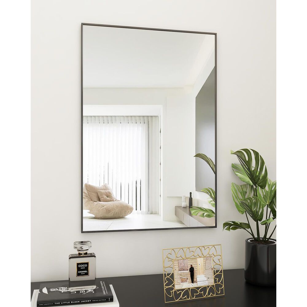 HOMLUX 20" x 28" Wall Mount Rectangular Decorative Mirror in Black, , large