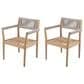 Hearth and Haven Outdoor Braided Acacia Wood Dining Chair in Cream (Set of 2), , large