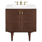 James Martin Vanities Amberly 30" Single Bathroom Vanity in Walnut with 3 cm White Zeus Quartz Top and Rectangular Sink, , large
