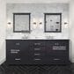 Lexora Home Dukes 80" Double Bathroom Vanity in Espresso with 2 cm White Quartz Top and Rectangular Sinks, , large