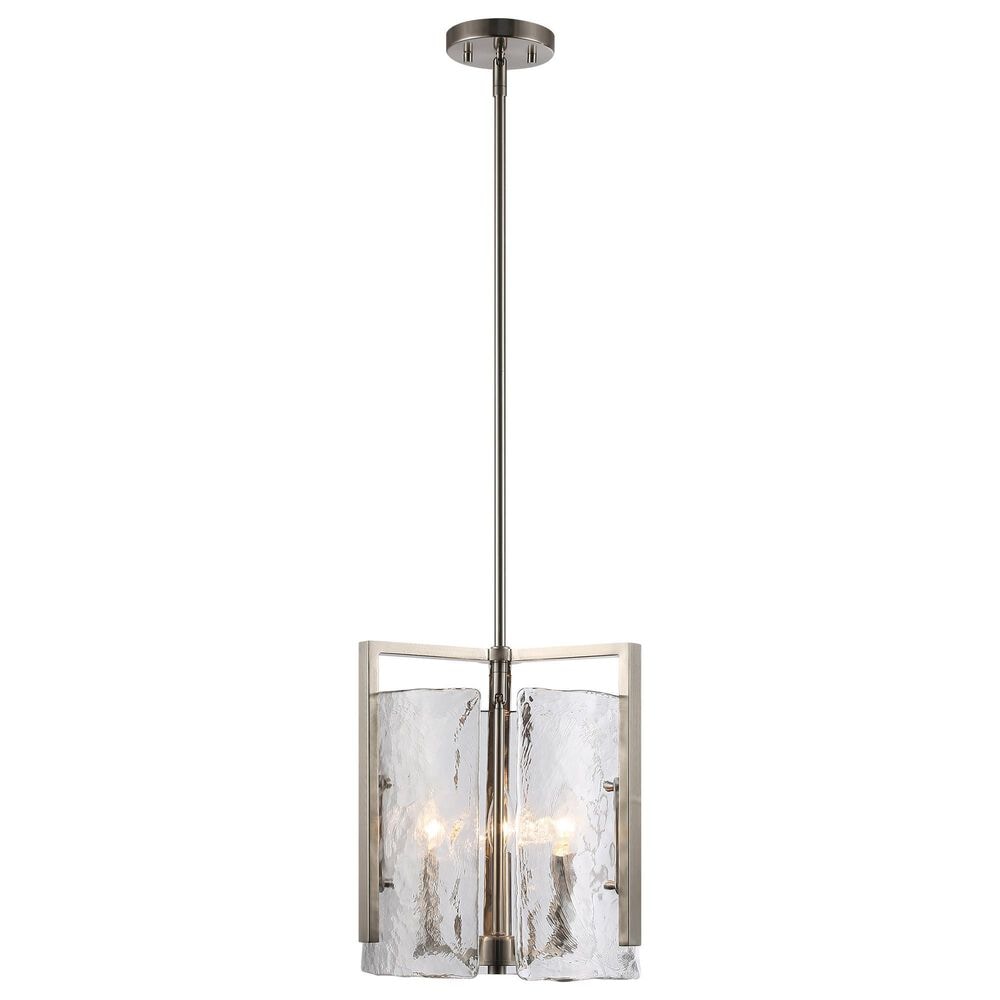 Golden Lighting Aenon 3-Light Wide Taper Candle Pendant with Hammered Water Glass Shade in Pewter, , large