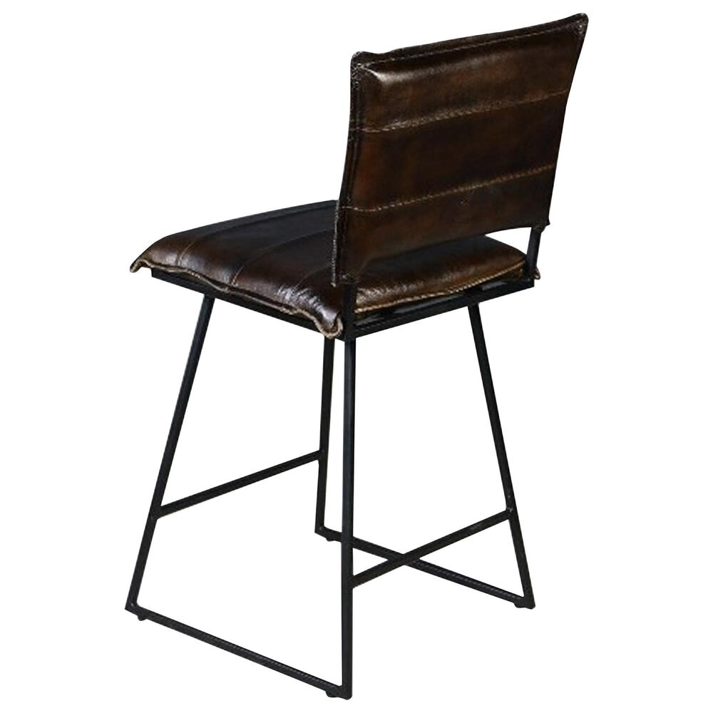 Porter Design Malin Swivel Counter Stool in Black Finish and Brown Top Grain Leather, , large