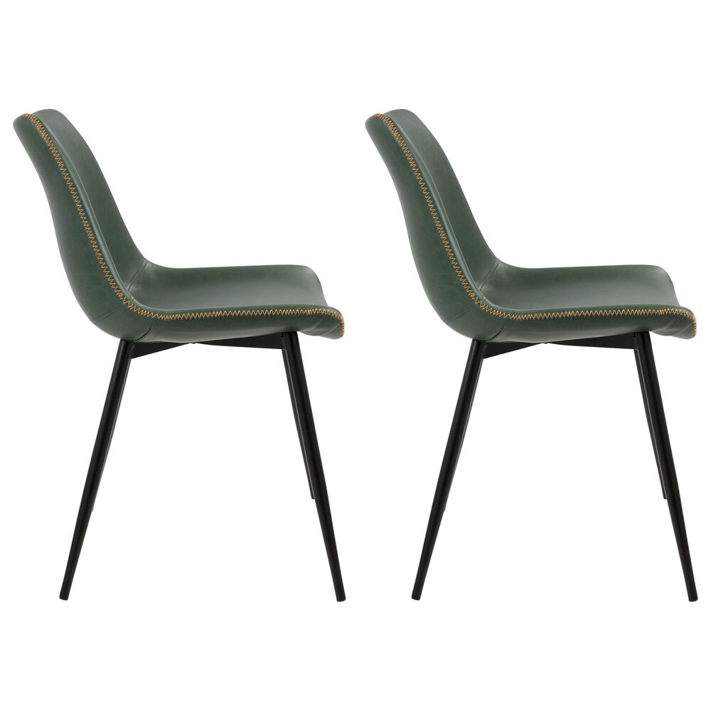 LumiSource Durango Side Chair with Green Upholstered in Black (Set of 2), , large
