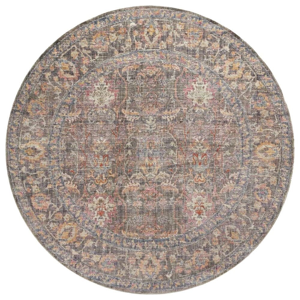 Chris Loves Julia x Loloi Rosemarie 5" Round Stone and Multicolor Area Rug, , large