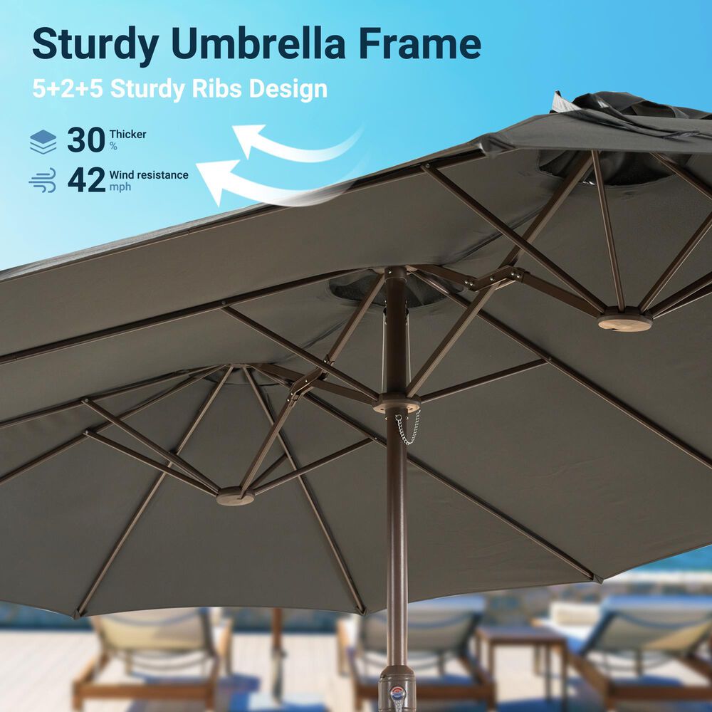 HOMLUX 15' Outdoor Market Umbrella with Sandbags Base in Dark Gray, , large
