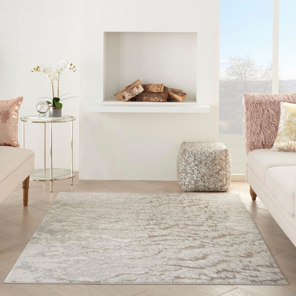 Nourison Metallic 5&#39;3&quot; x 7&#39;3&quot; Grey Mocha Area Rug, , large